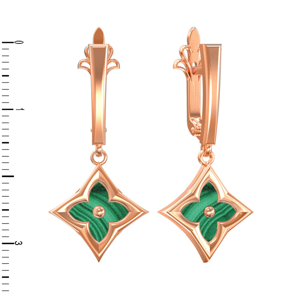 Серьги из золота c малахитом