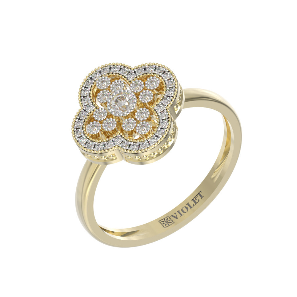 Кольцо из лимонного золота c бриллиантами