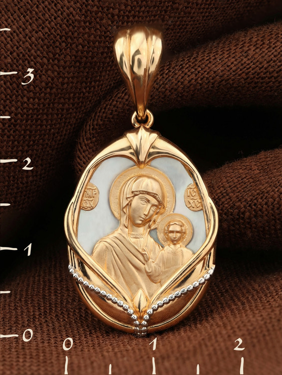 Образок из золота c перламутром