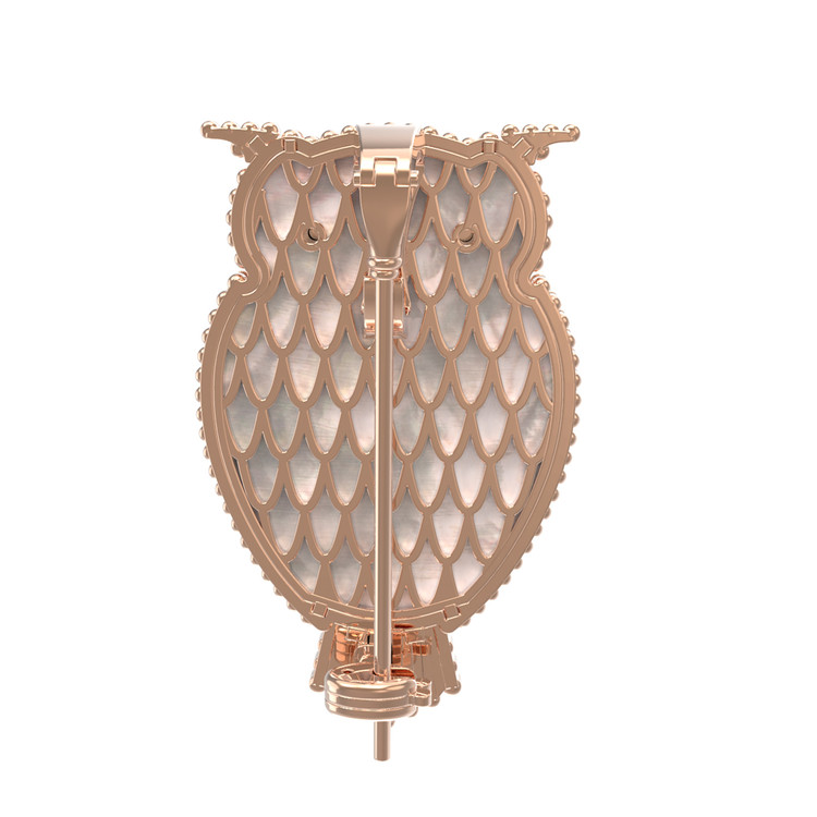 Брошь из золота c эмалью, ониксом и перламутром