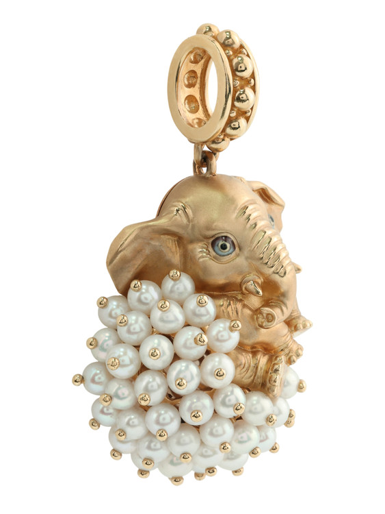 Подвеска из золота c эмалью и жемчугом