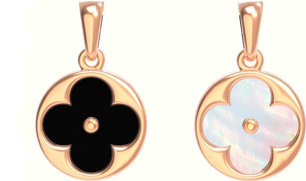 Подвеска из золота c ониксом и перламутром