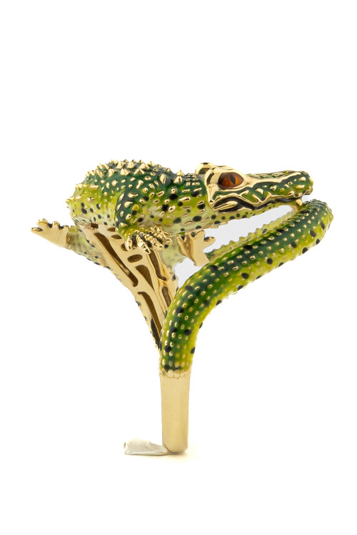 Кольцо из лимонного золота c эмалью