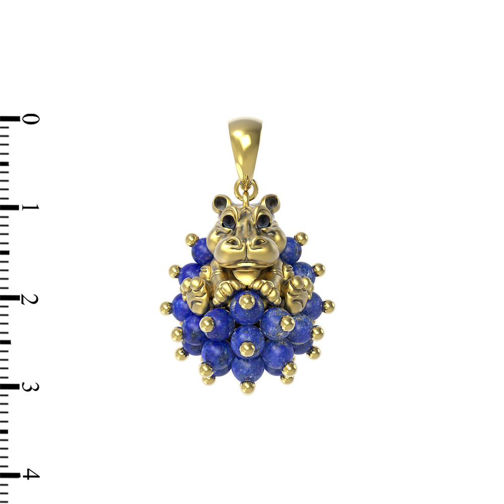 Подвеска из лимонного золота c эмалью и лазуритом
