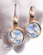 Серьги из золота 585 пробы c эмалью