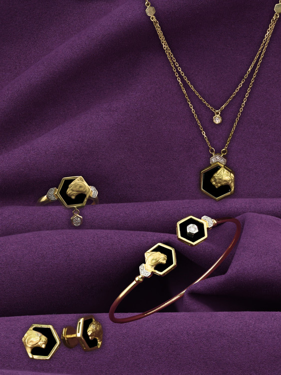 Браслет из лимонного золота c бриллиантами и ониксом