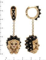 Серьги из золота 585 пробы c эмалью и ониксом