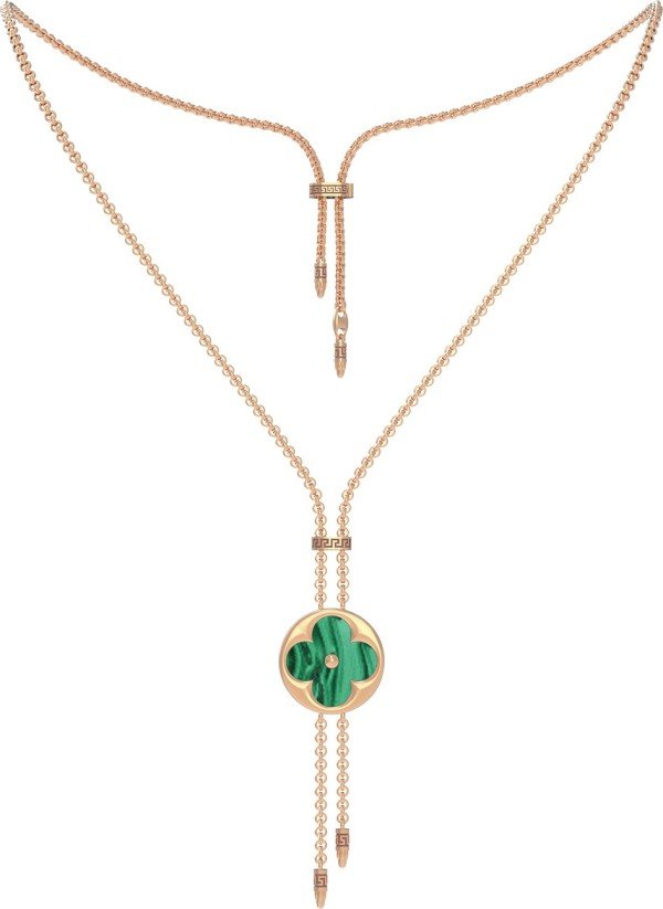 Колье из золота c малахитом и перламутром