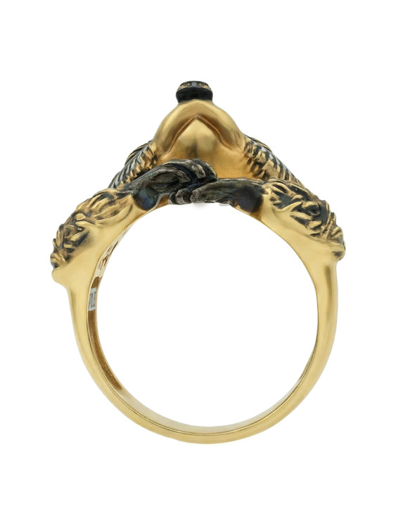 Кольцо из лимонного золота c эмалью