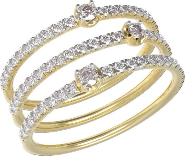 Кольцо из лимонного золота c бриллиантами