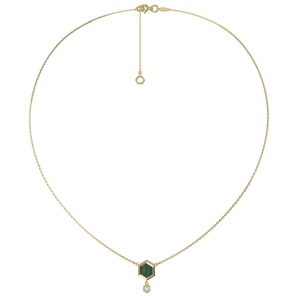 Колье из лимонного золота c бриллиантами и малахитом