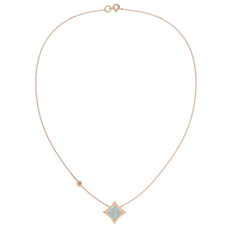 Колье из золота c бриллиантами и бирюзой