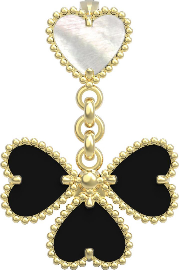 Подвеска из лимонного золота c ониксом и перламутром