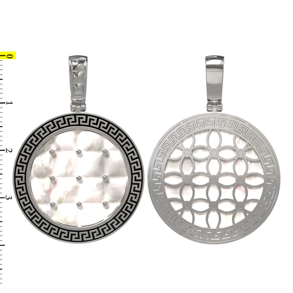 Подвеска из белого золота c эмалью и перламутром