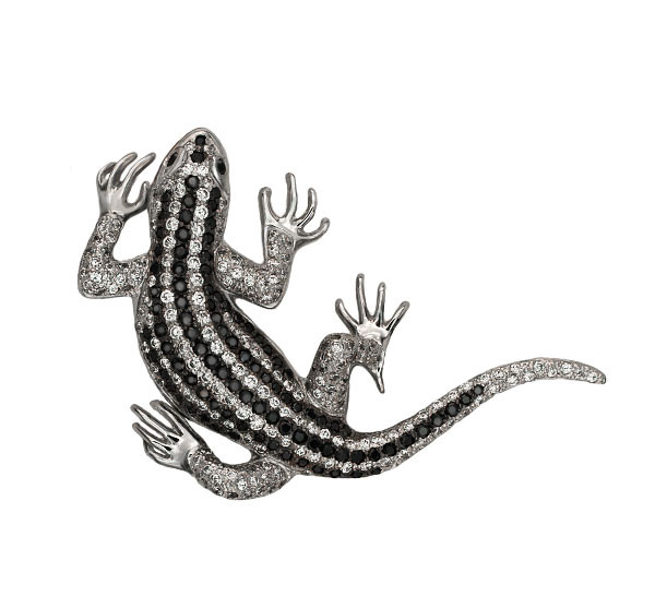 Брошь из белого золота c фианитом