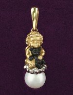 Подвеска из лимонного золота 585 пробы c жемчугом