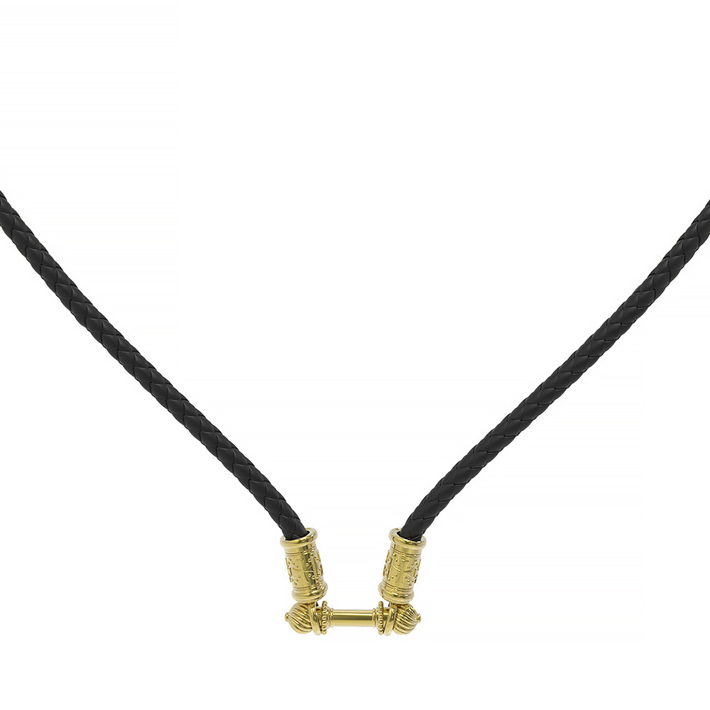 Гайтан из лимонного золота c кожаным шнурком