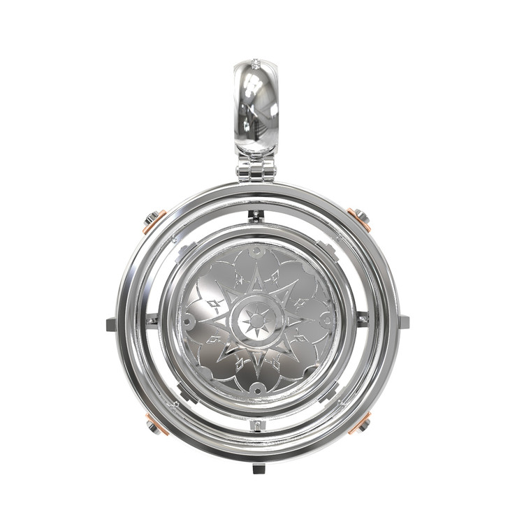 Подвеска из белого золота c эмалью, бриллиантами и ониксом