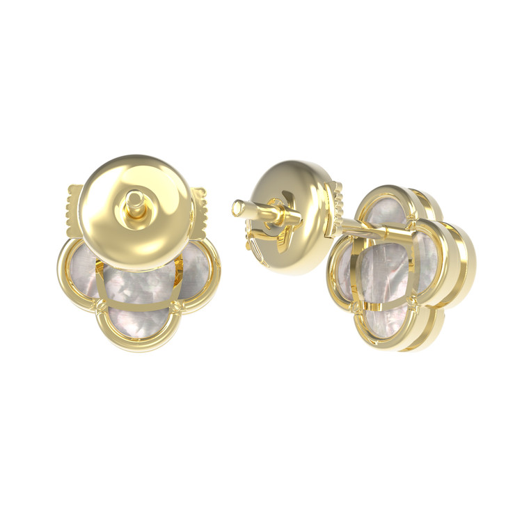 Серьги из лимонного золота c перламутром