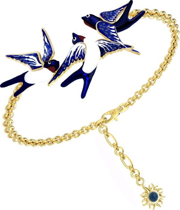 Браслет из лимонного золота c эмалью и топазом London