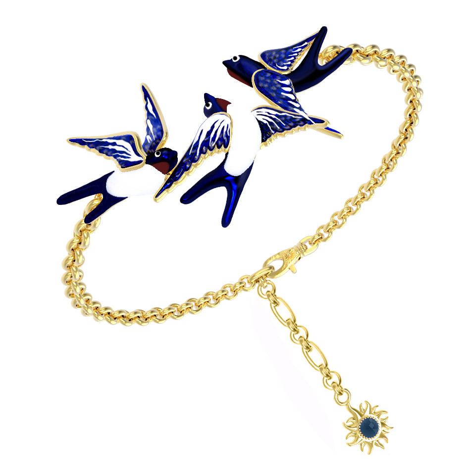 Браслет из лимонного золота c эмалью и топазом London