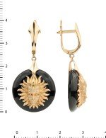 Серьги из золота 585 пробы c ониксом