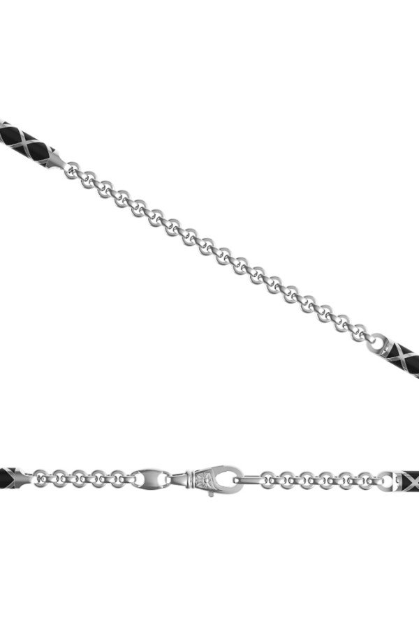 Цепь из белого золота c эмалью