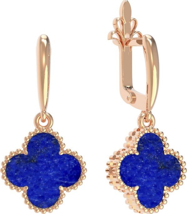 Серьги из золота 585 пробы c лазуритом