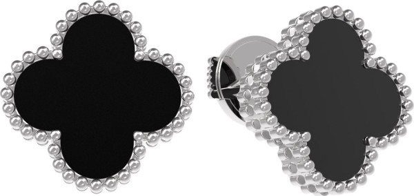 Серьги из белого золота c ониксом