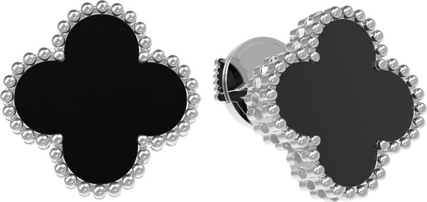 Серьги из белого золота c ониксом