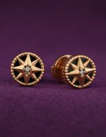 Серьги из золота 585 пробы c бриллиантами и ониксом