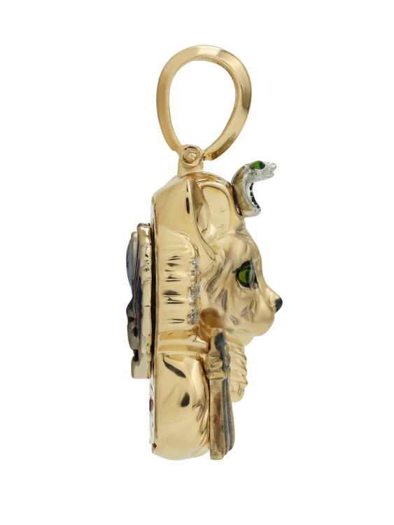 Подвеска из лимонного золота c эмалью, бриллиантами и рубином