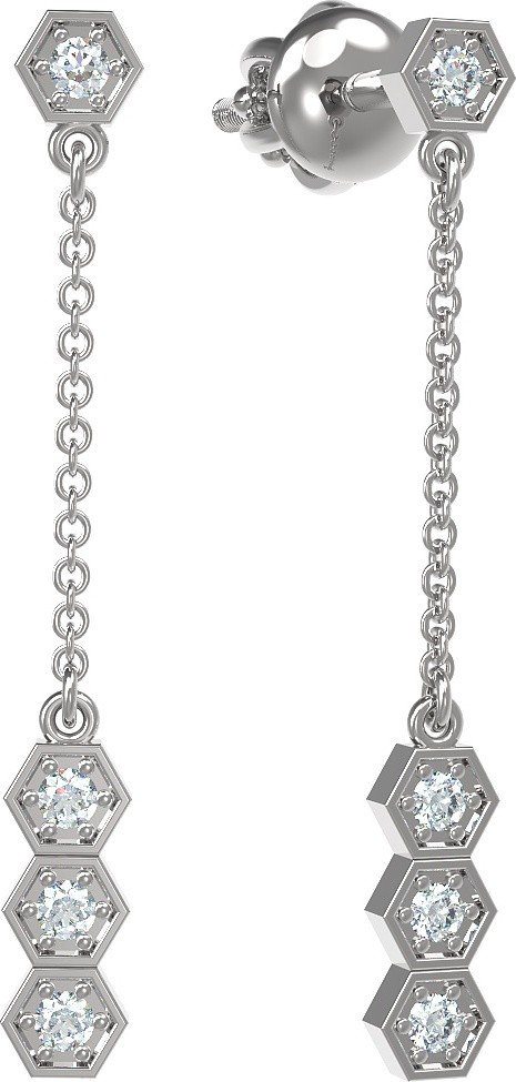 Серьги из белого золота c бриллиантами