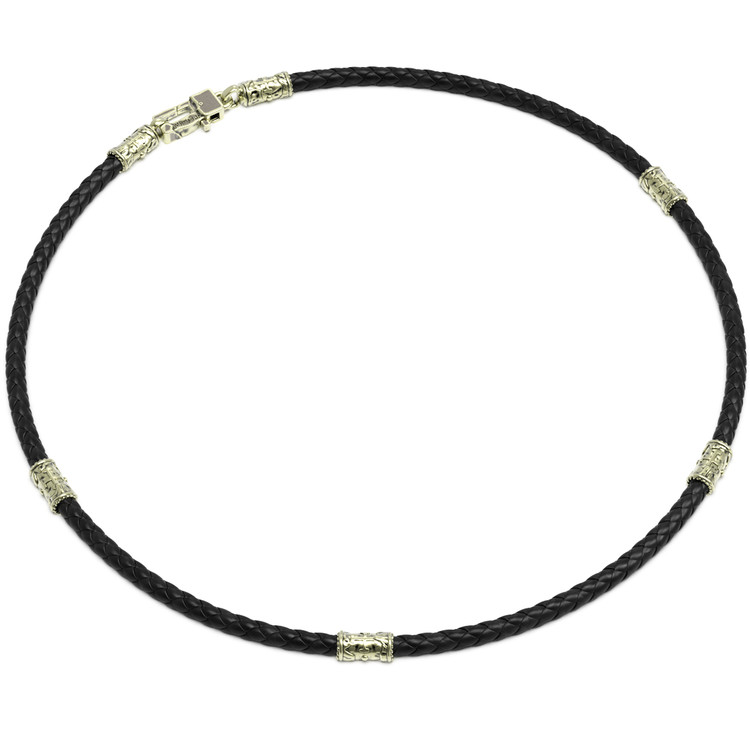 Гайтан из зелёного золота c кожаным шнурком