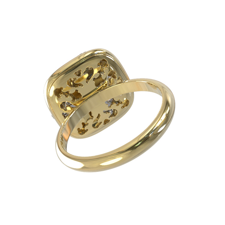 Кольцо из лимонного золота c бриллиантами и перламутром