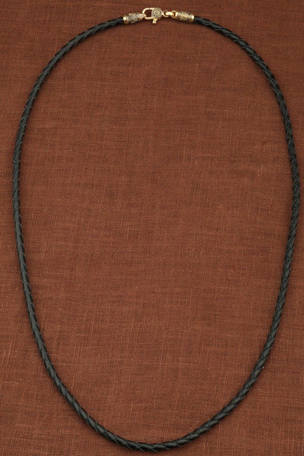 Гайтан из лимонного золота c кожаным шнурком