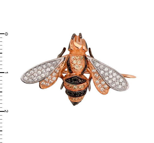 Брошь из золота c эмалью и фианитом