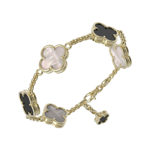 Браслет из лимонного золота c ониксом и перламутром