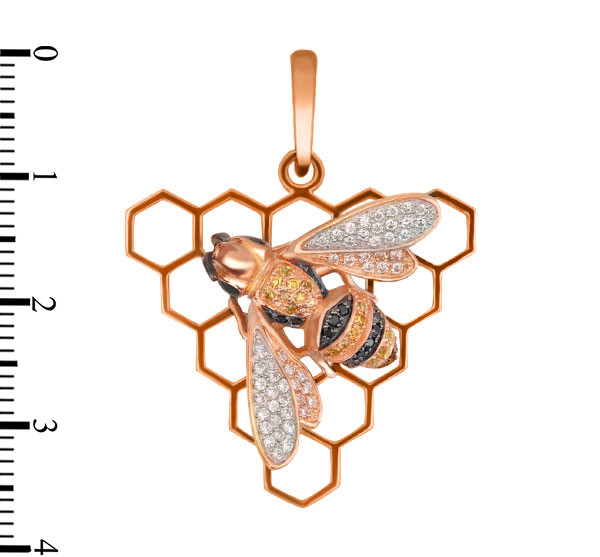 Подвеска из золота c эмалью и фианитом