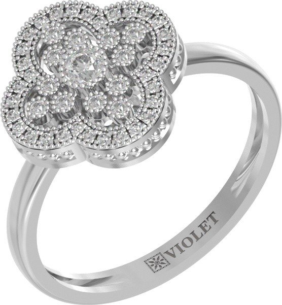 Кольцо из белого золота 585 пробы c бриллиантами