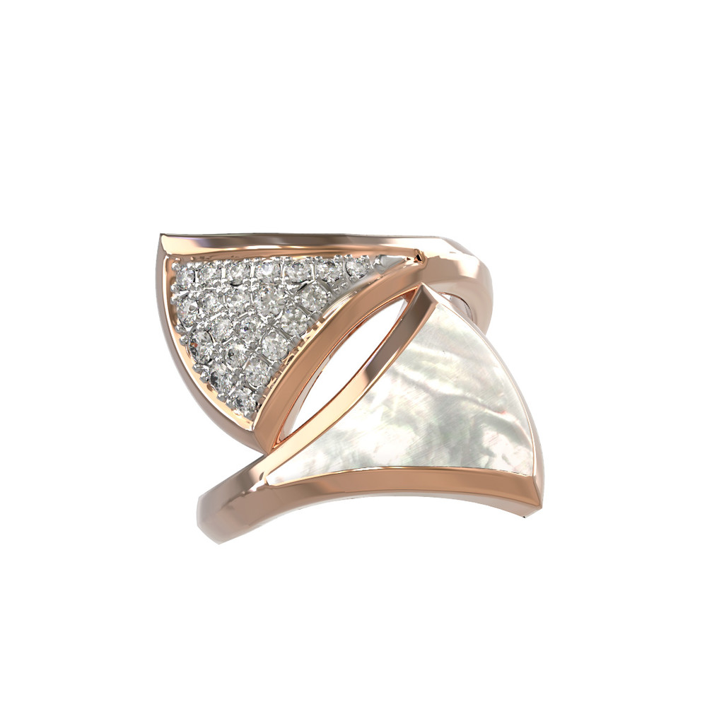 Кольцо из золота c бриллиантами и перламутром