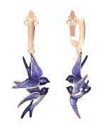 Серьги из золота 585 пробы c эмалью