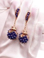 Серьги из золота 585 пробы c эмалью и лазуритом