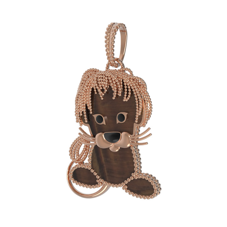 Подвеска из золота c эмалью и тигровым глазом