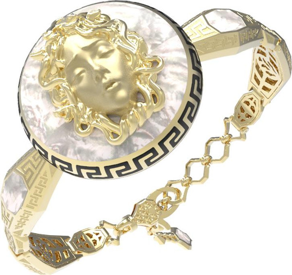 Браслет из лимонного золота c эмалью и перламутром