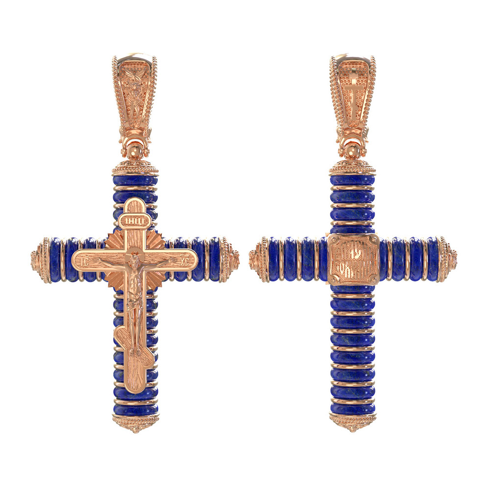 Крест из золота c лазуритом