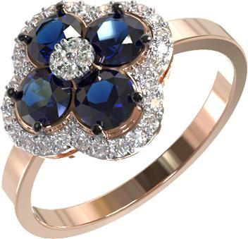 Кольцо из золота c бриллиантами и сапфиром