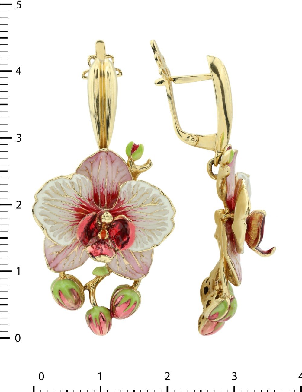 Серьги из лимонного золота 585 пробы c эмалью
