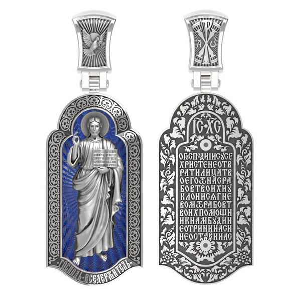 Образок из белого золота c эмалью