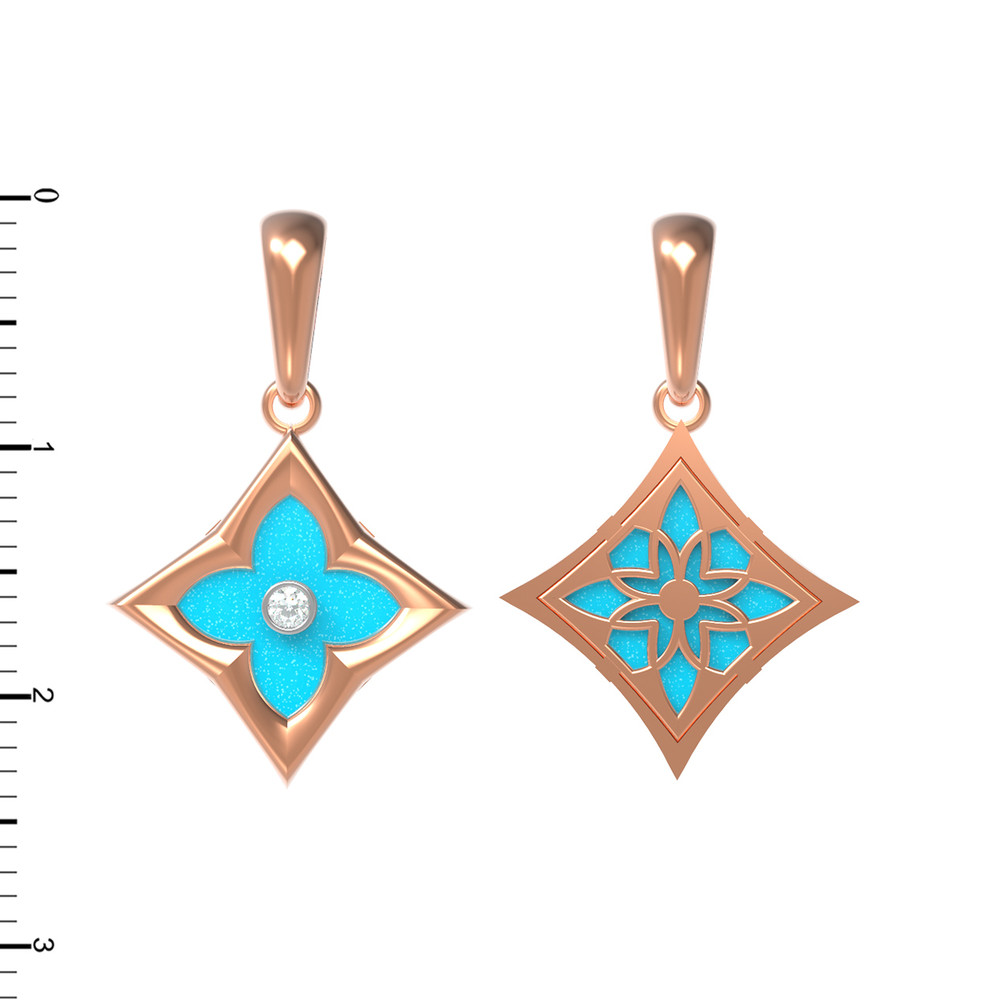 Подвеска из золота c бриллиантами и бирюзой